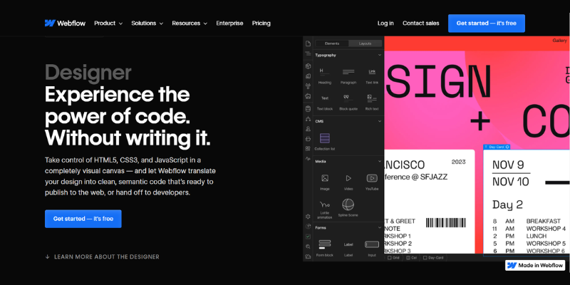 Webflow webflow, concepere site